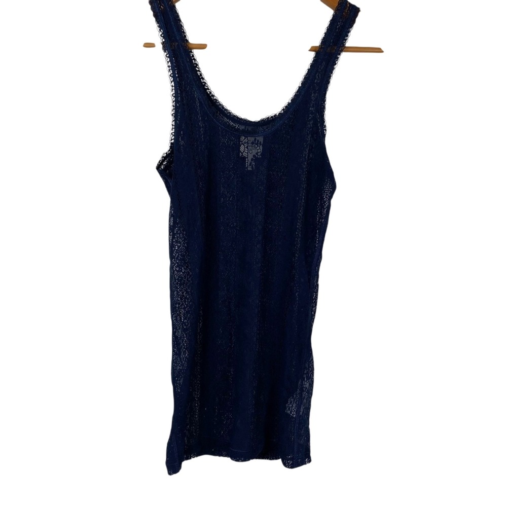 Abercrombie Fitch Sheer Lace Sleeveless Long 90's Y2K Cami Top Blue Size S